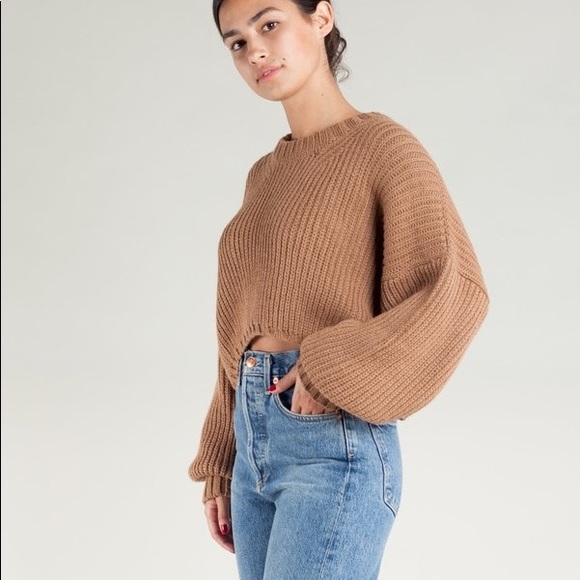 Rite Crop Crew Sweater Camel 